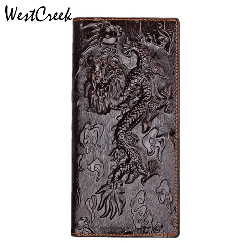 WESTCREEK-portefeuilles en cuir véritable pour hommes, motif de dragon chinois, Design Unique de marque, porte-monnaie en cuir véritable de bonne qualité par GMW008 ► Photo 1/6