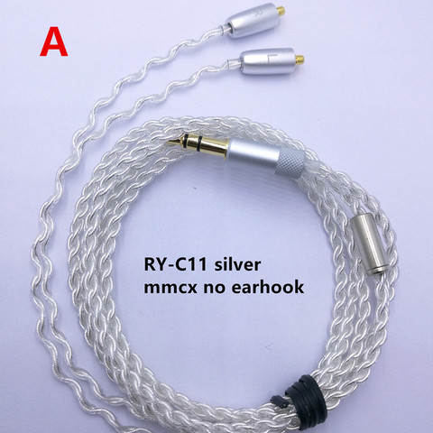 Câble de remplacement plaqué argent RY-c11 1.2m, 3.5mm, fil mis à niveau, pour réparation, câble d'écouteurs HIFI mmcx ► Photo 1/3