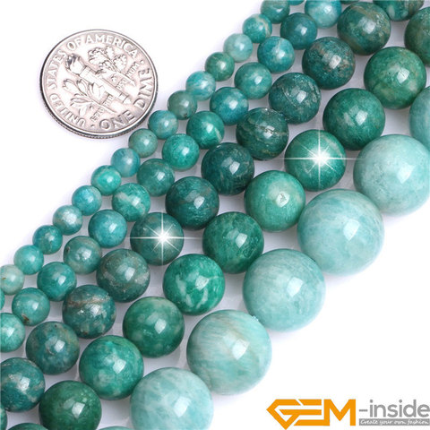 Pierres précieuses naturelles, pierres rondes d'amazonite russe, pour la fabrication de bijoux, 15 