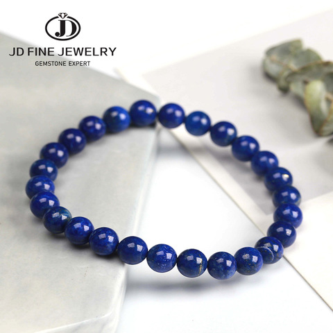 JD-Bracelet en pierre naturelle Lapis-Lazuli pour hommes, perles, Bracelet élastique, haute qualité, à la mode, Bracelets pour femme, bijoux élastiques, idée cadeau ► Photo 1/6