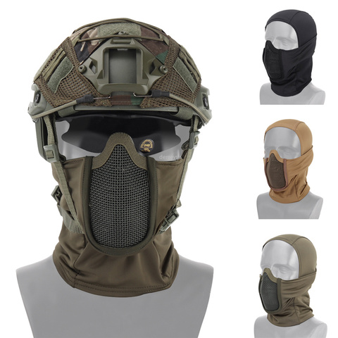 Demi-visage tactique couvre-chef masque respirant en acier maille militaire Airsoft Paintball masque chasse tir cagoule masque couvre-chef ► Photo 1/6