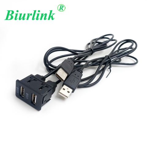 Biurlink universel 100CM voiture CD double USB Interface panneau rallonge câble pour Volkswagen Toyota BMW Peugeot Mazda Suzuki Honda ► Photo 1/2