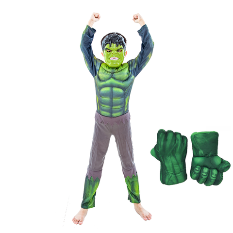 Costume géant vert de carnaval de nouvel an, Costume d'halloween musclé et gants de jeu de fin d'année, pour enfants garçons et filles, Cosplay ► Photo 1/6