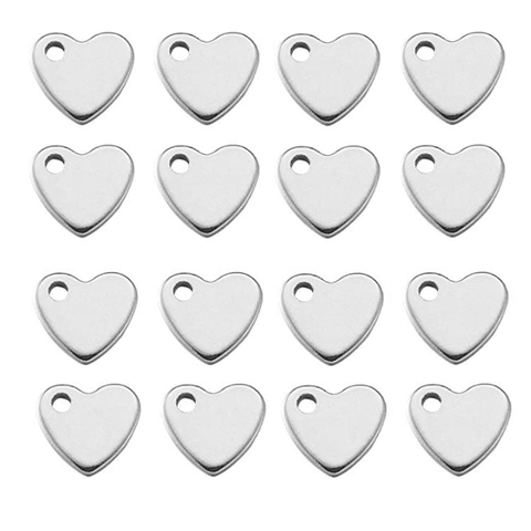 Breloques en forme de cœur en acier inoxydable, 50 pièces/lot, 6x7mm/9x10mm, pour la fabrication de bracelets et de colliers, DIY, vente en gros ► Photo 1/6