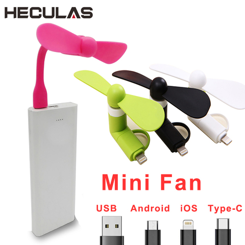 Heculas – Mini ventilateur USB Flexible et amovible de Type C, pour téléphone portable, Android et iOS, Gadgets USB ► Photo 1/6