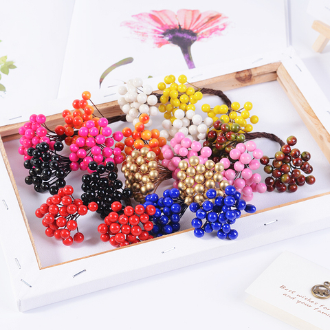 25 pcs 50 têtes Fleur Artificielle Mini Berry Bacca Bouquet Pour La Décoration De Mariage BRICOLAGE Scrapbooking Décoratif Couronne Fausses Fleurs ► Photo 1/6