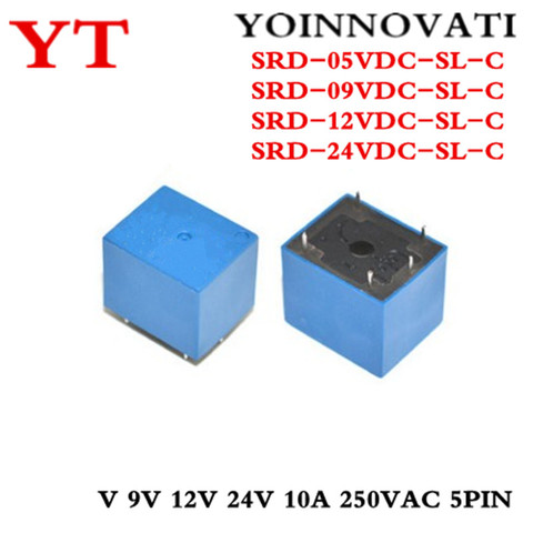 50 pièces par lot, SRD-05VDC-SL-C SRD-09VDC-SL-C SRD-12VDC-SL-C SRD-24VDC-SL-C 5V 9V 12V 24V 10A 250VAC 5 broches T73 ► Photo 1/3