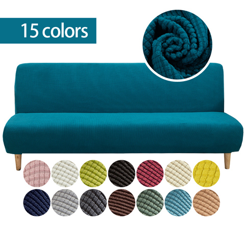 Housse de canapé sans accoudoirs, en tissu extensible, personnalisable, pour coussins de canapé, 15 couleurs ► Photo 1/6