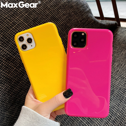 Luxe Néon Fluorescent Gelée Couleur Bonbon Pour iPhone 12 Mini 11 Pro Max XR XS 6 6S 7 8 Plus X SE Lisse Doux TPU Couverture Arrière ► Photo 1/6