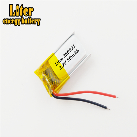 Batterie LiPo Rechargeable, 3.7v, 50mah, 360821 351020 Lithium polymère, li-ion, li-polymère, pour Mp3, bluetooth, enregistreur, casque d'écoute ► Photo 1/1