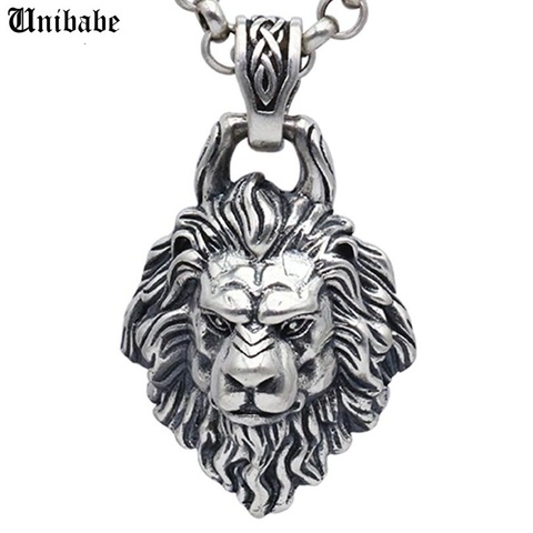 Pendentif en lion en argent pur s925, bijou à la mode, pendentif en tête de Lion pour hommes (FGL) ► Photo 1/6