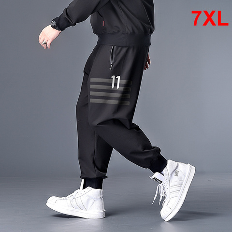 Grande taille pantalon hommes survêtement Streetwear décontracté Harem pantalon surdimensionné pantalons de survêtement taille élastique noir pantalon grande taille 6XL 7XL HX404 ► Photo 1/6