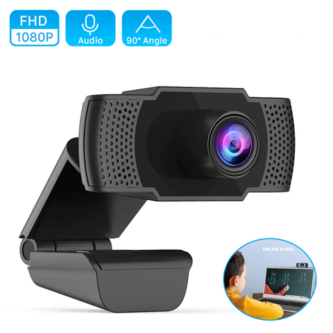 Webcam HD 1080P USB caméra Plug & Play Web Cam Autofocus 2MP 30fps 1920x1080P Web caméra avec Microphone pour ordinateur portable Livestream ► Photo 1/6