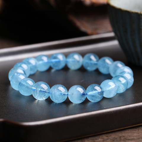 Bracelets en aigue-marine naturelle pour femmes, bijoux en cristal, simple cercle, romantique, décontracté, Yoga, livraison directe ► Photo 1/5