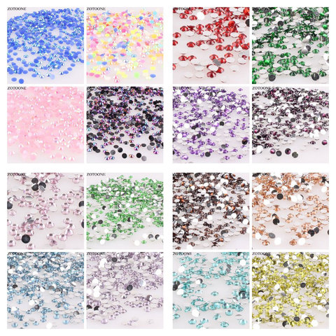 ZOTOONE-1000 pièces de résine à dos plat coloré, strass AB, appliqués pour décoration des ongles, accessoires et strass ► Photo 1/6