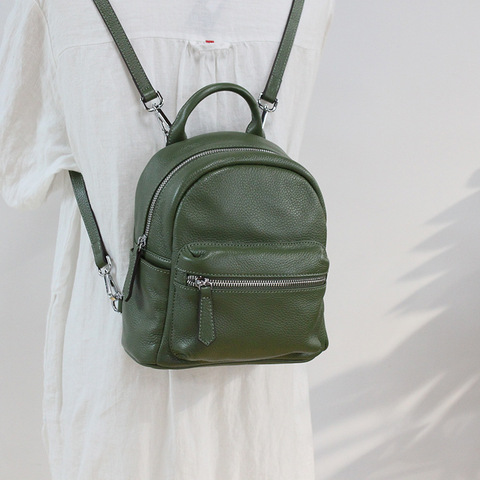 Sac à dos en cuir de luxe femmes marque concepteur petites femmes sac à dos 2022 en cuir de vache sac à dos Vintage en cuir véritable sac à dos ► Photo 1/5