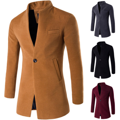 Manteau en laine pour homme, manteau en laine chaud, Slim et grande taille, veste en Nylon manteau Cardigan décontracté, manteau mixte automne-hiver ► Photo 1/5