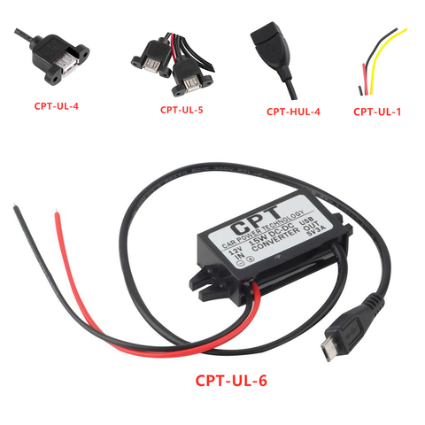 5 Types de chargeur de technologie d'alimentation de voiture Module de convertisseur de courant continu Port unique 12V à 5V 3A 15W avec livraison directe de câble Micro USB ► Photo 1/6