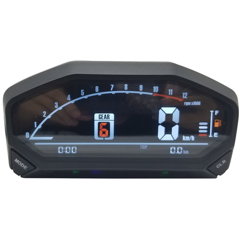 Nouveau Style universel moto LED LCD compteur de vitesse rétro-éclairage numérique étanche odomètre tachymètre pour 1,2,4 cylindres YG150-23 ► Photo 1/6