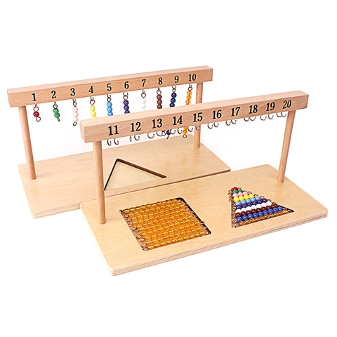 Montessori enseignement des jouets mathématiques chiffres numériques 1-20 cintre et perles de couleur escaliers pour dix jouets de formation scolaire préscolaire ► Photo 1/6