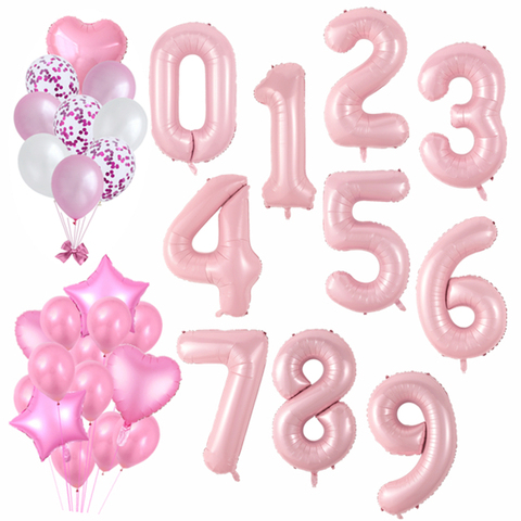 Ballons à chiffres roses en aluminium de 40 pouces, gonflables à l'air, 0 1 2 3 4 5 6 7 8 9, fournitures de décoration de fête d'anniversaire et de mariage, 18 ► Photo 1/6