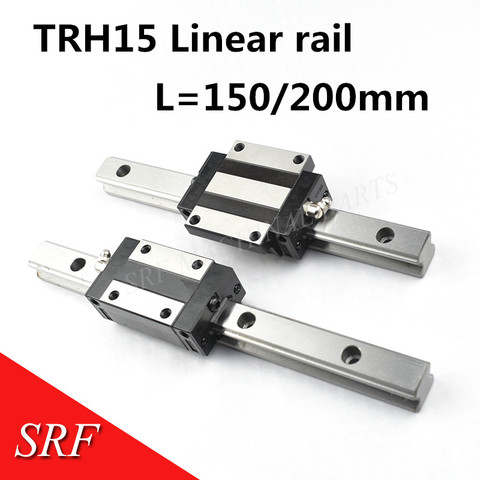 Rail de guidage linéaire de précision de 15mm de largeur, 1 pièce TRH15 longueur = 150/200mm + 1 pièce TRH15 bloc linéaire pour CNC ► Photo 1/6