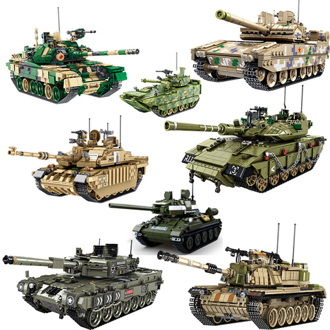 2022 nouveaux ensembles de chars militaires ww2 allemagne T34 modèle blocs de construction kits armée guerre mondiale 2 1 i ii panzer véhicule blindé ► Photo 1/6