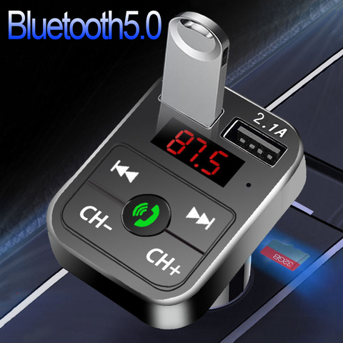 Jinsta pour voiture-lecteur Mp3 FM Bluetooth 5.0, transmetteur récepteur Audio mains libres 3.1a, chargeur rapide double port USB, prise en charge de disque TF/U ► Photo 1/6