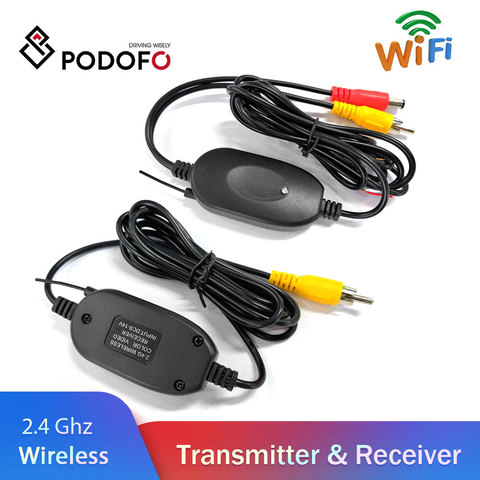 Podofo 2.4 Ghz caméra de vue arrière sans fil RCA transmetteur vidéo et récepteur Kit pour voiture rétroviseur moniteur FM émetteur et récepteur ► Photo 1/6