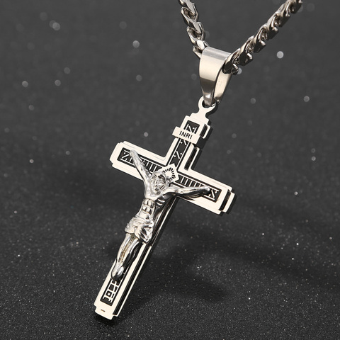 Pendentif multicouche en acier inoxydable de haute qualité, croix Christ jésus Christ Crucifix pour la fabrication de bijoux à faire soi-même ► Photo 1/4