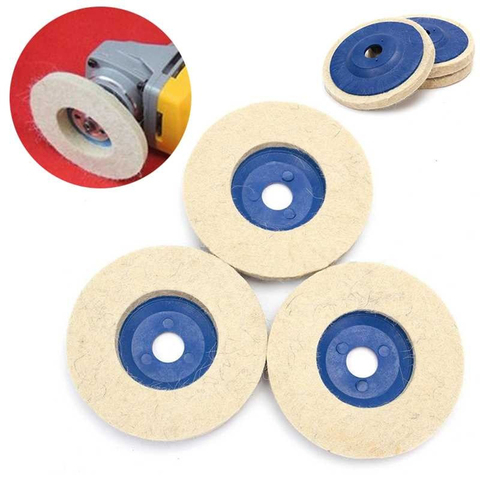 1PC 4 pouces 100mm laine polissage roue tampons de polissage meuleuse d'angle roue feutre disque de polissage pour métal marbre verre céramique ► Photo 1/6