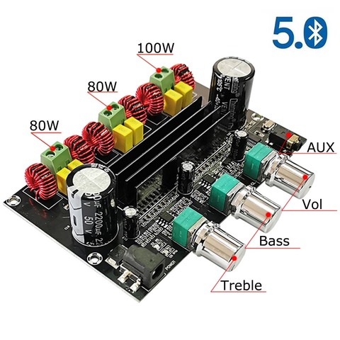 Bluetooth 5.0 2*80W+100W  TPA3116D2 Power Subwoofer Amplifier Board 2.1 Channel TPA3116 Audio Stereo ► Photo 1/6