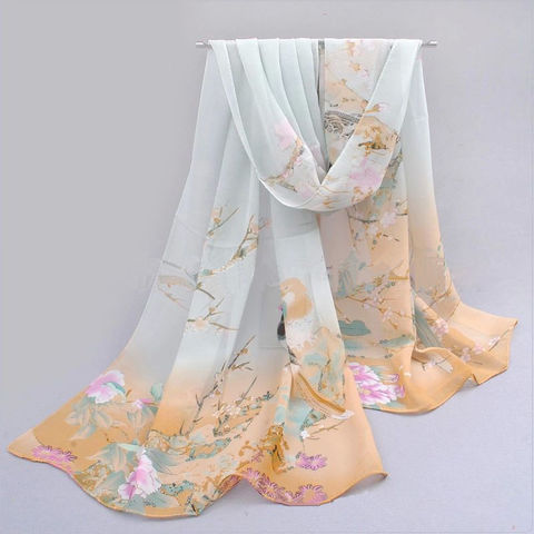 Écharpe en mousseline de soie pour femmes, foulard, châle, étole chaude, cadeau, automne, printemps ► Photo 1/6