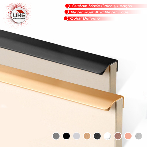 Poignées de meuble pour tiroirs et tiroirs, disponible en 8 tailles et 9 couleurs au choix, noir ► Photo 1/6