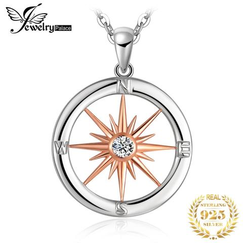 JewelryPalace – collier en argent Sterling 925 avec pendentif boussole solaire en zircone cubique, collier sans chaîne, fabrication de bijoux à la mode ► Photo 1/6