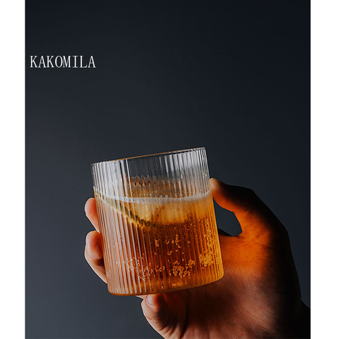 Verre à vin japonais rayé fait à la main, verre créatif rétro de 310ML, verre à whisky, verre bière, café glace ► Photo 1/5