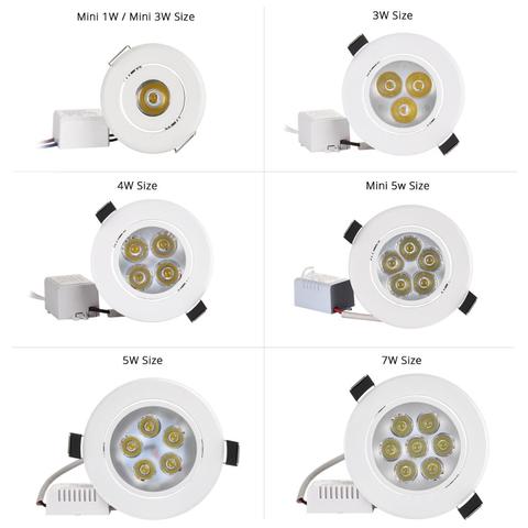 Spot lumineux LED encastrable pour l'intérieur, lumière à intensité réglable conforme à la norme IP44, 1/3/4/5/7W, ac 110/220V, 1 unité ► Photo 1/6