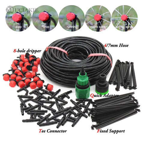 MUCIAKIE – Système d'irrigation goutte à goutte, matériel de bricolage, tuyau d'arrosage automatique, micro kit avec goutteurs ajustables de 50m 5m ► Photo 1/6