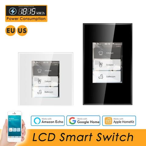 LCD Wifi commutateur mural intelligent fonctionne avec Apple Homekit Alexa Google Assistant domestique, consommation d'énergie pour la maison intelligente US ue 110V 220V ► Photo 1/6