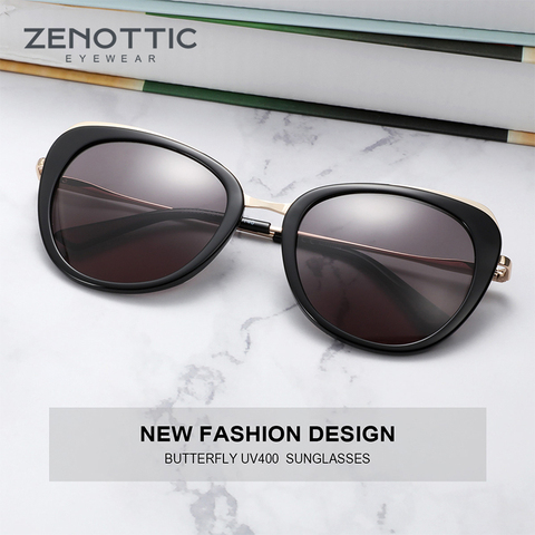 ZENOTTIC – lunettes de soleil yeux de chat UV400 pour femmes, verres miroir revêtus, lunettes d'extérieur pour la conduite ► Photo 1/6