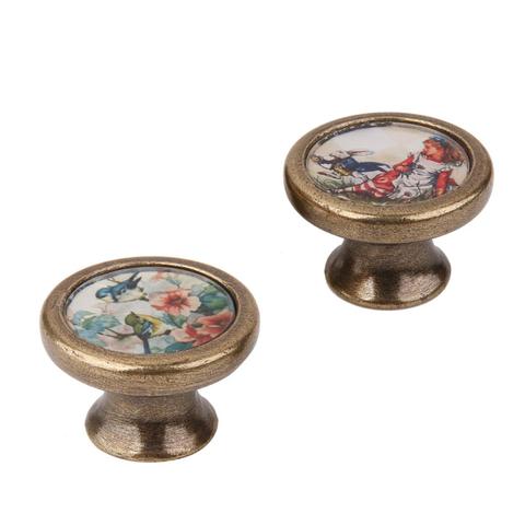 Boutons de porte en métal Style Vintage, 2 pièces, poignées de porte + petite fille + oiseaux fleur ► Photo 1/6