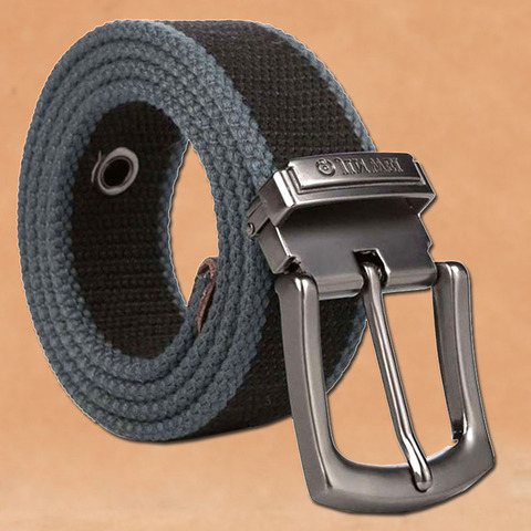 Ceinture en toile pour hommes, grande taille 130 140 150 160cm, style militaire tactique, Sport en plein air, épingle en métal, boucle amovible, Jeans ► Photo 1/6