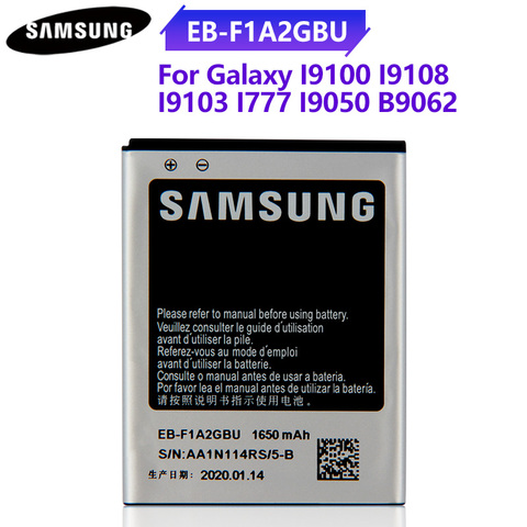 Batterie de remplacement 100% d'origine, EB-F1A2GBU mAh, pour Samsung I9100 I9108 I9103 I777 I9050 B9062, 1650 ► Photo 1/6