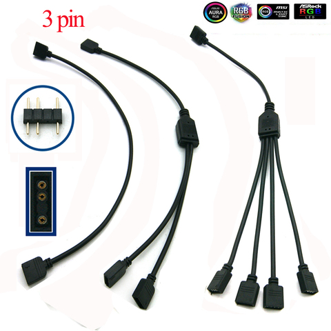 Connecteur de bande LED RGB, 5-24V, 3 broches, 4 broches, 1 à 1 2 3 4 5 prises, câble de séparation d'alimentation pour carte mère PC AURA RGB, connecteur femelle ► Photo 1/6