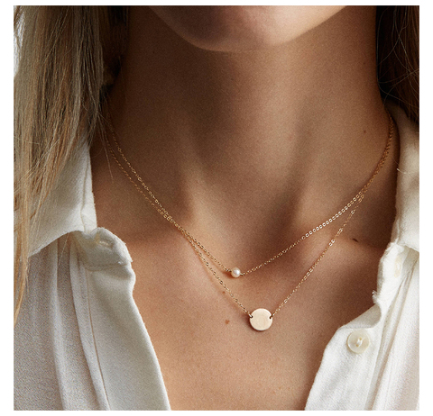 JUJIE minimaliste 316L acier inoxydable perle colliers pour femmes 2022 Simple chaîne en or collier bijoux livraison directe/vente en gros ► Photo 1/6