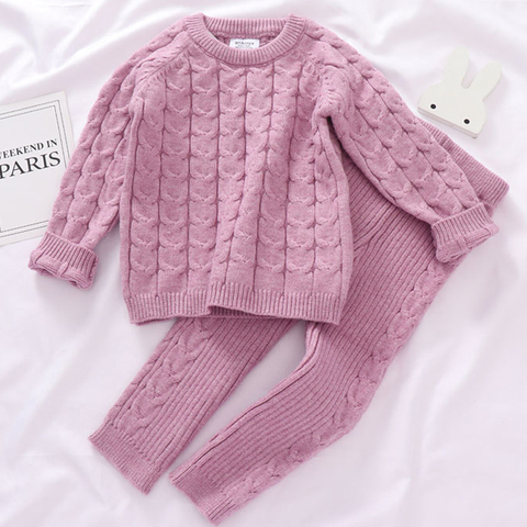 0-4 ans filles garçons costume automne bébé garçons filles vêtements ensembles hiver tricot pull pull + pantalon infantile garçons tricot survêtements ► Photo 1/6