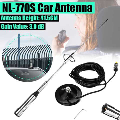 Antenne Mobile de voiture double bande US 3.0 dB, NL-770S UHF VHF pour walkie-talkie BJ-218 MP320 ► Photo 1/6