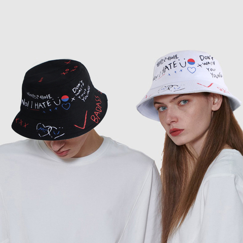 Chapeau seau unisexe Harajuku pour femmes et hommes, Panama, plein air, Graffiti Hip Hop, casquette d'été, pêcheur ► Photo 1/6