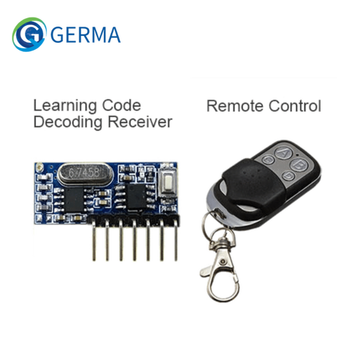 GERMA RF 433mhz émetteur 4 boutons télécommande + Module récepteur fixe EV1527 décodage 4CH sortie avec Kit de bricolage d'apprentissage ► Photo 1/6