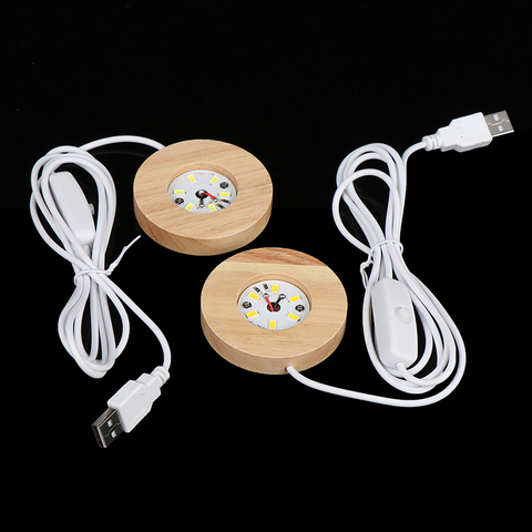Socle lumineux en bois Rechargeable télécommande en bois lumière LED présentoir rotatif support de lampe pied de lampe Art ornement nouveau ► Photo 1/6